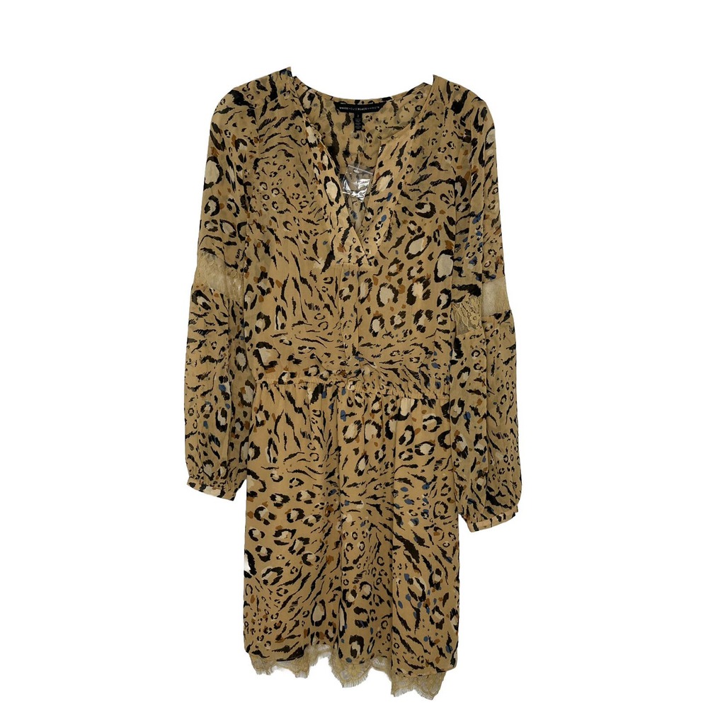 White House Black Market Leopard Print Long Sleeve Dress
